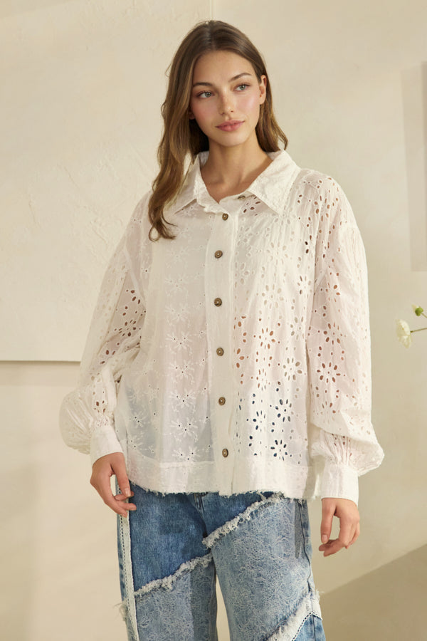 WHITE EYELET BLOUSE