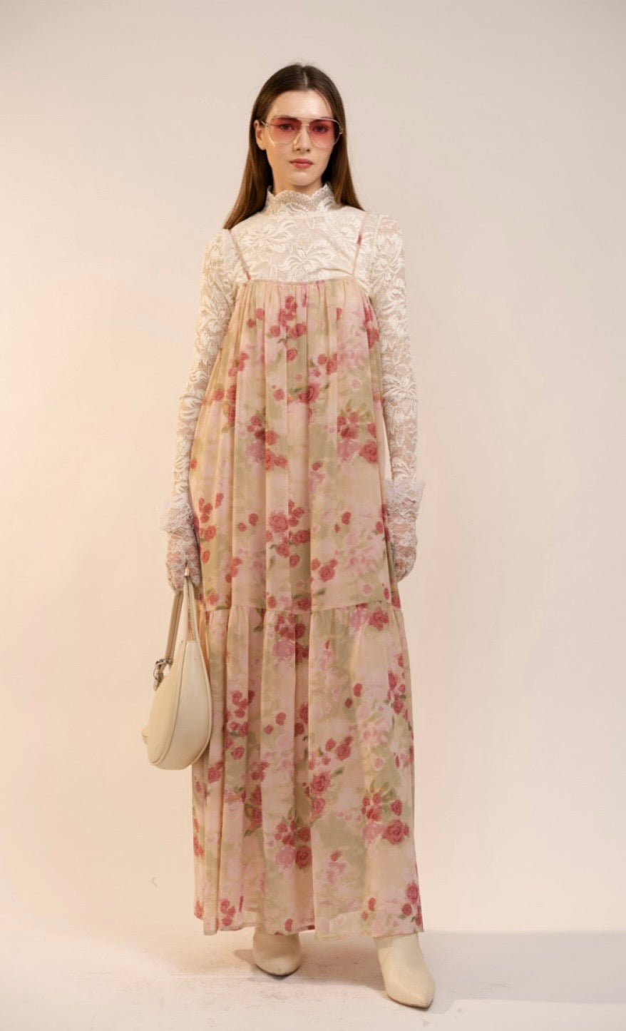 CHIFFON FLORAL MAXI DRESS