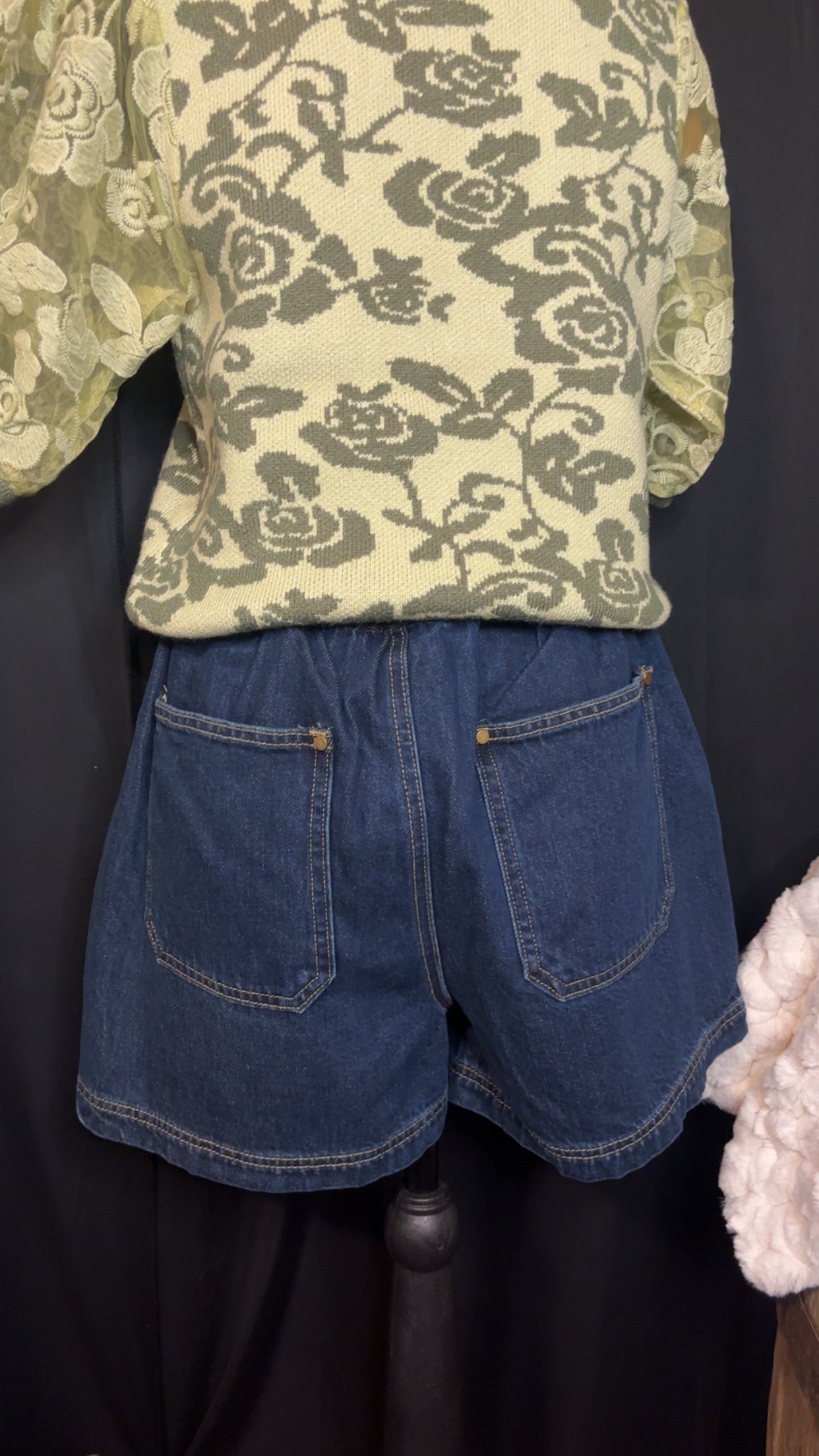 BRAIDED DENIM SKORT