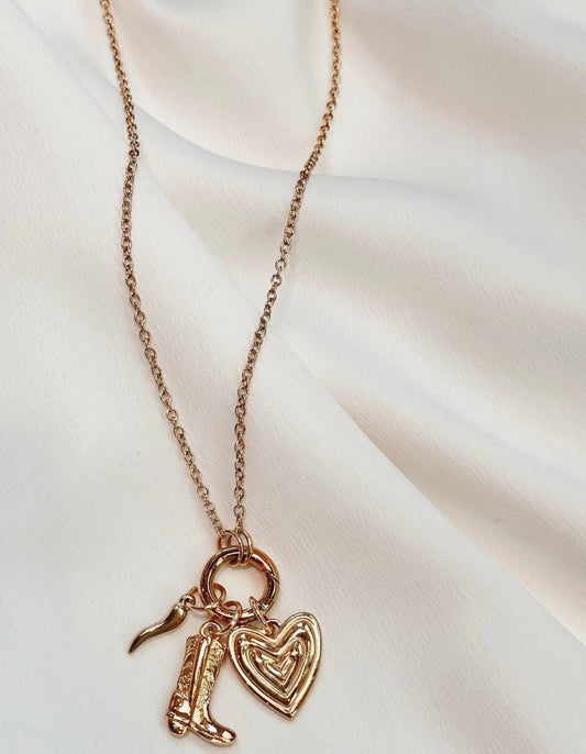 COWGIRL BOOT CHARM NECKLACE
