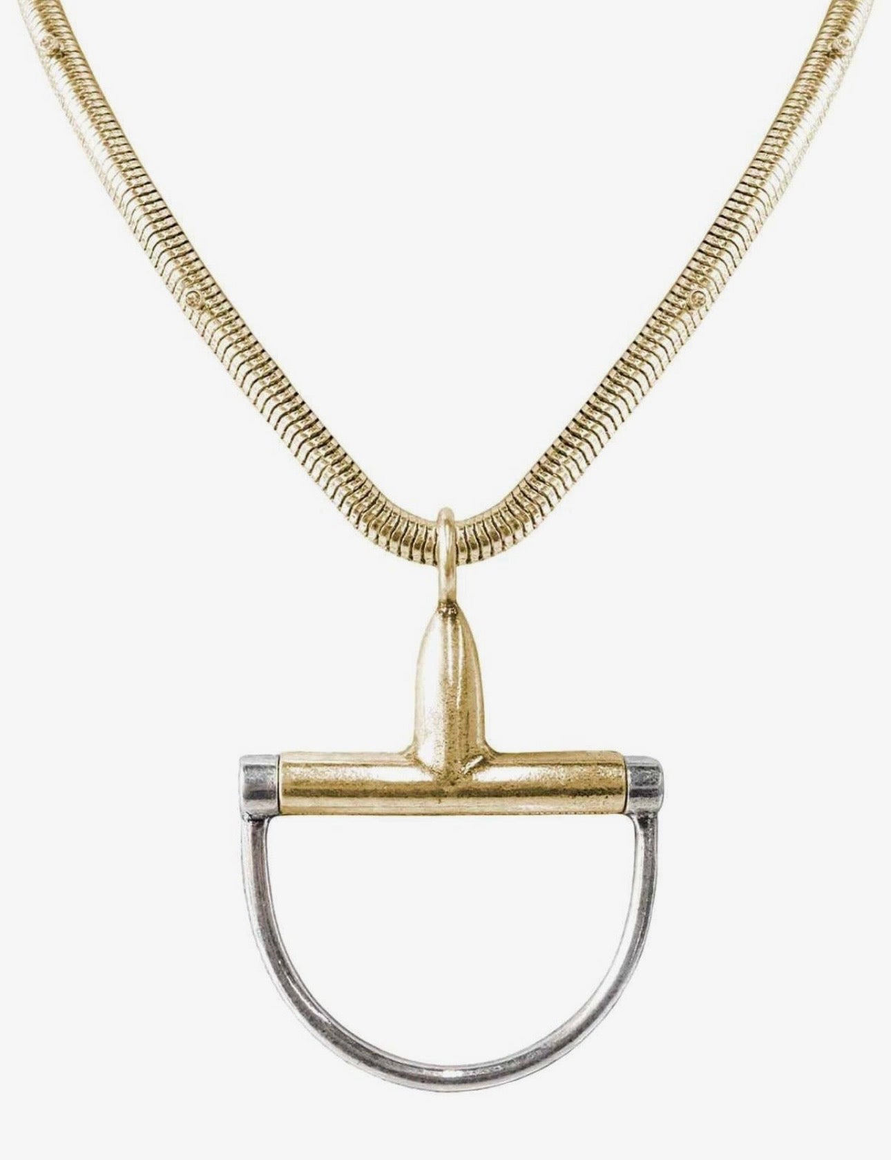Two-Tone Snaffle Bit Snake Chain Necklace