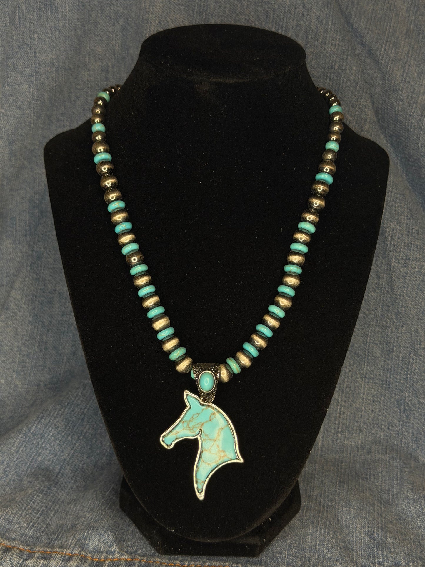 Turquoise Horse Pendant Necklace