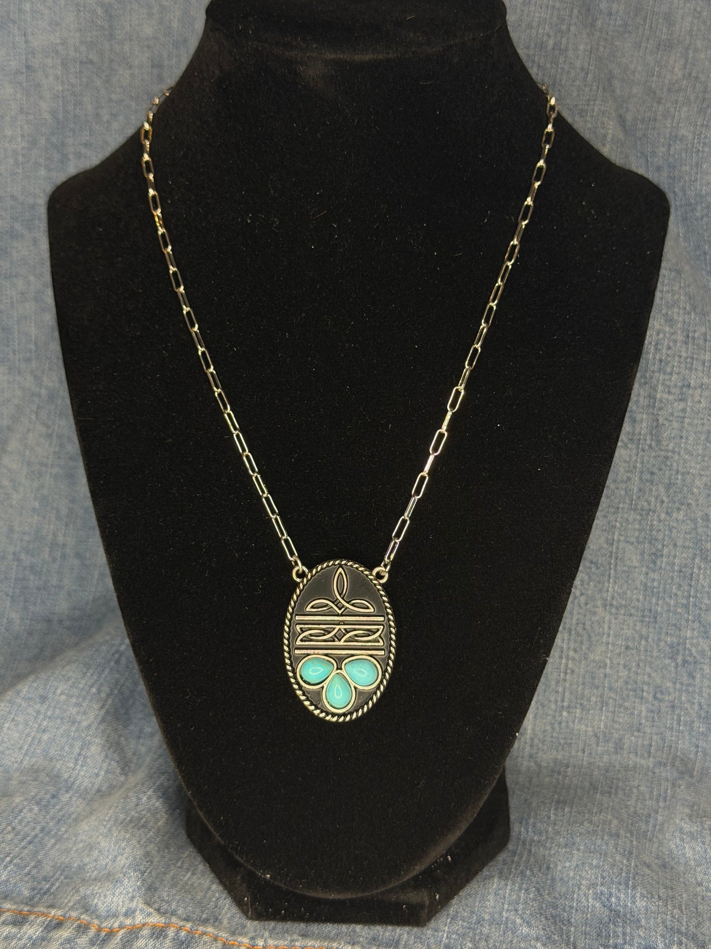 Boot Stitch Turquoise Necklace