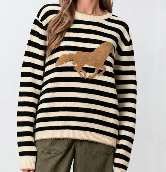 STRIPED HORSE SWEATER
