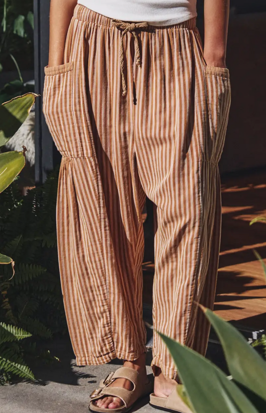 STRIPED COTTON DRAWSTRING HAREM PANT