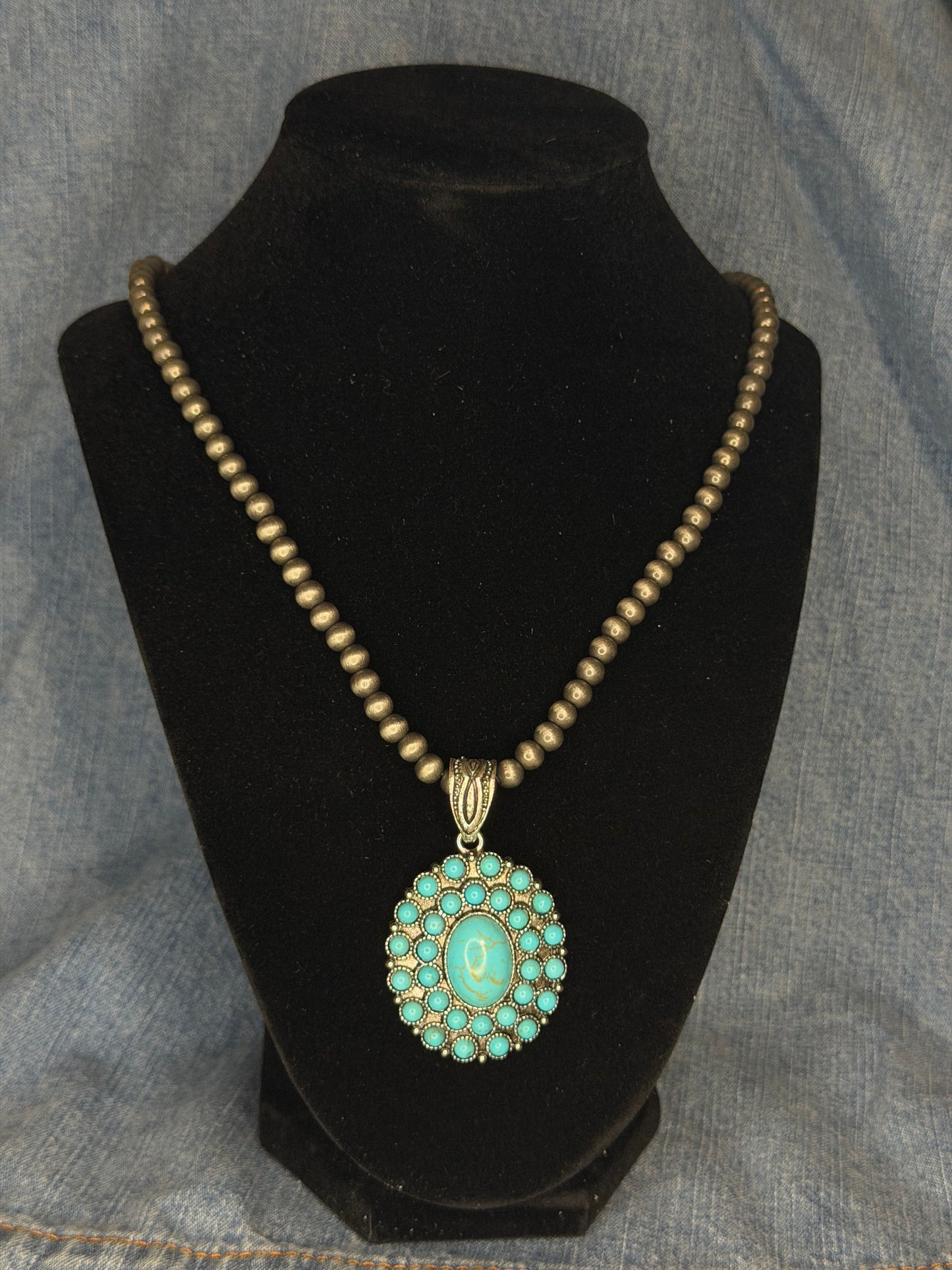 Turquoise Cluster Pendant Necklace