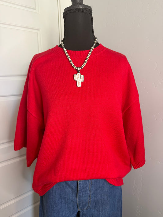 SHORT SLEEVE SWEATER TOP