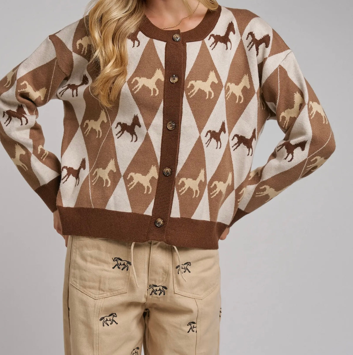 DIAMOND HORSE SWEATER CARDIGAN