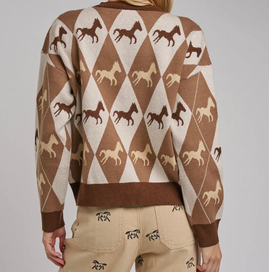 DIAMOND HORSE SWEATER CARDIGAN