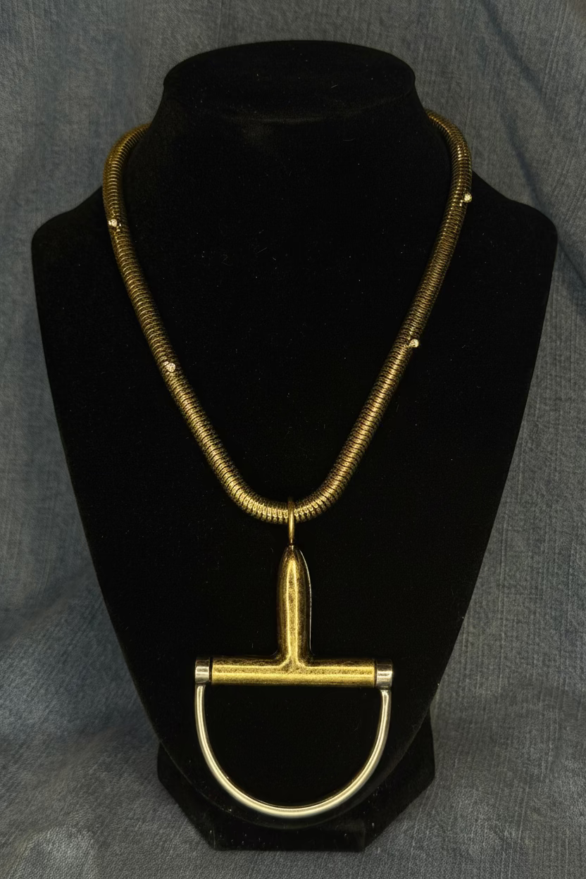 Two-Tone Snaffle Bit Snake Chain Necklace