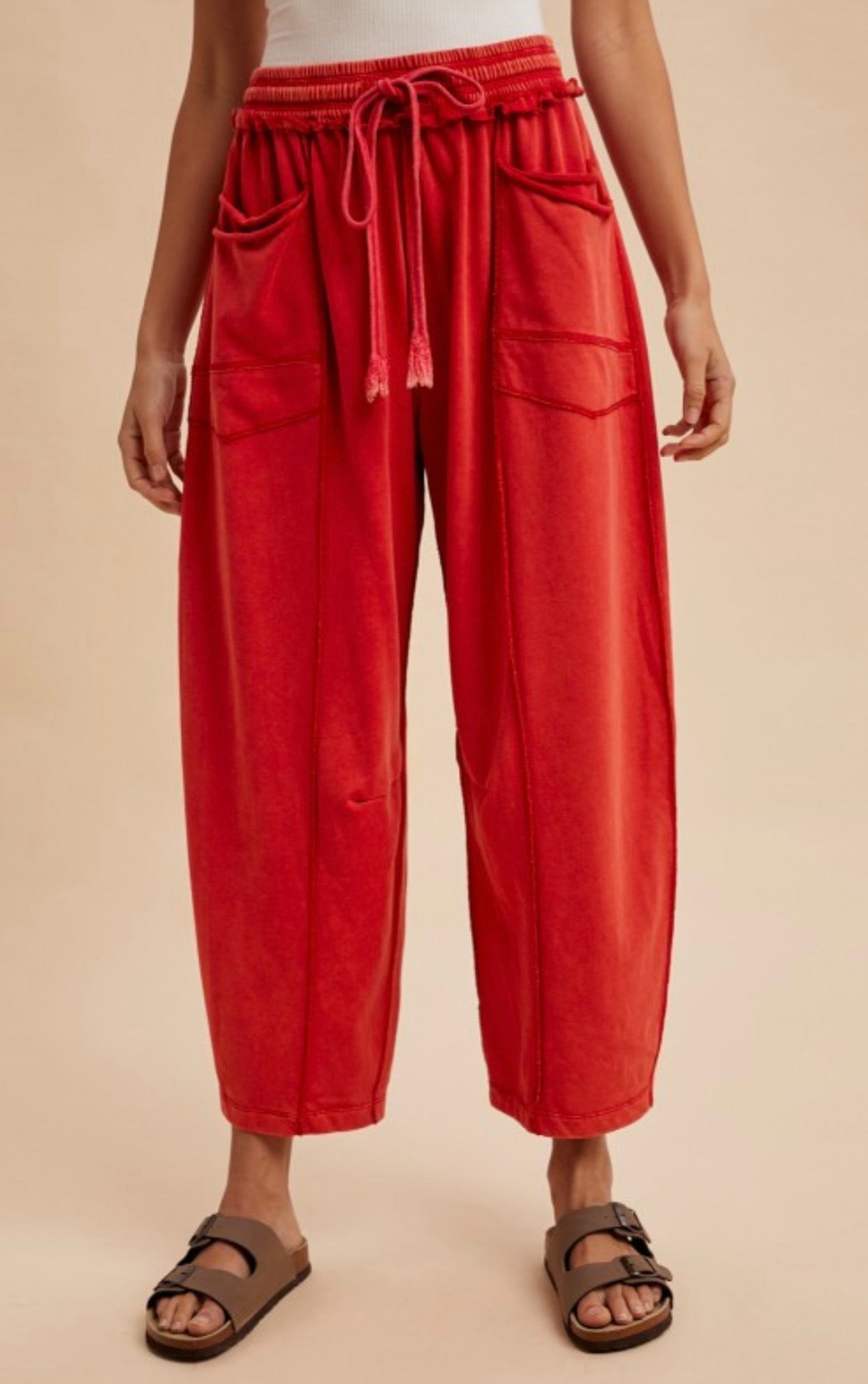 MINERAL WASHED BARREL PANTS
