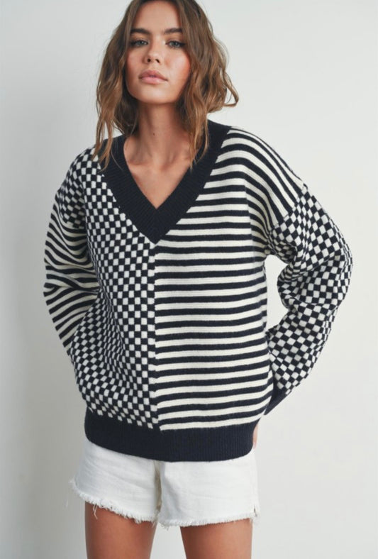 FRENCHY PATTERN DROP SWEATER