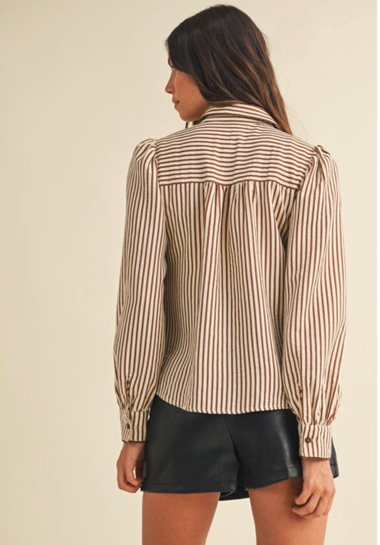 MOCHA STRIPED BLOUSE