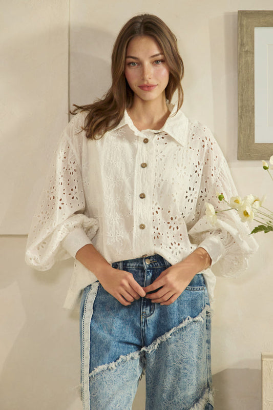WHITE EYELET BLOUSE