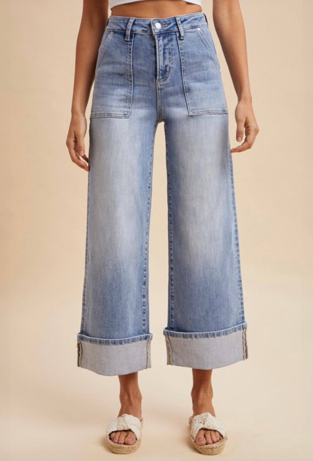 WIDE LEG CUFF JEANS