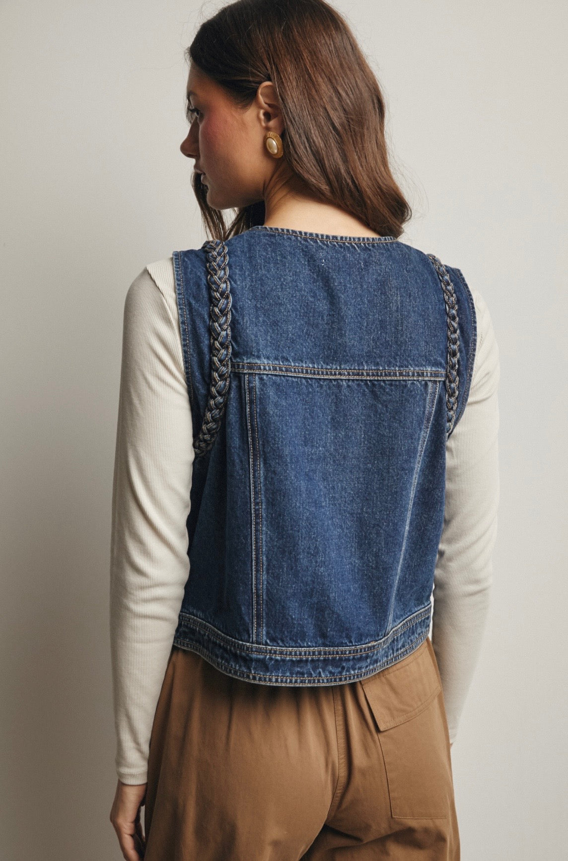 BRAIDED DENIM VEST