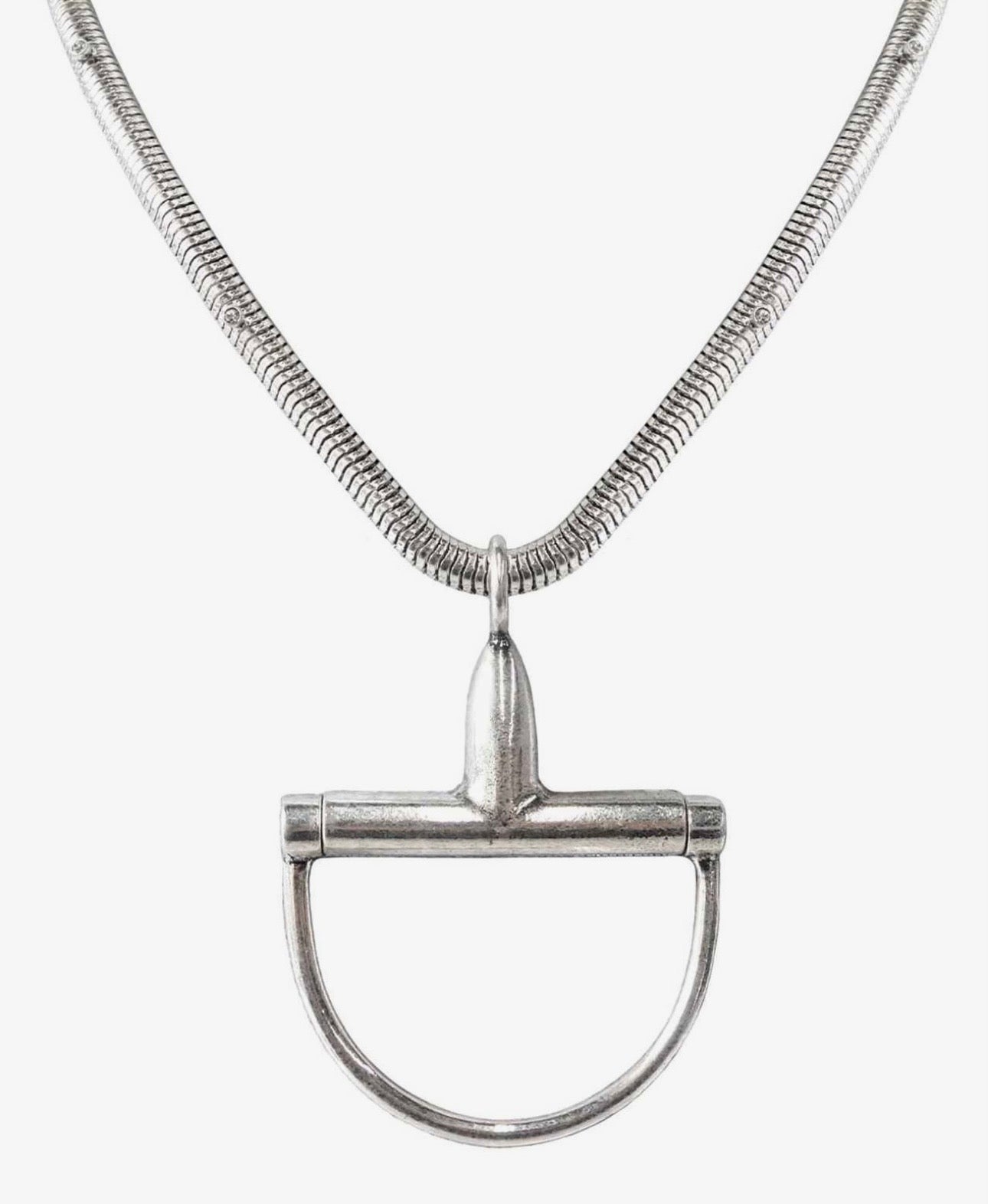 Silver Snaffle Bit Snake Necklace