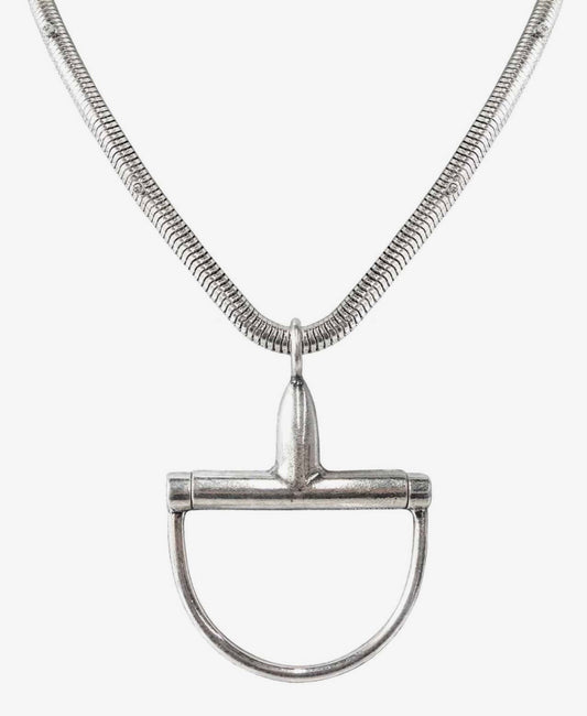 Silver Snaffle Bit Snake Necklace