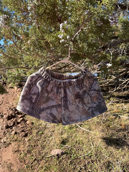 Camo Mid Rise Fleece Shorts