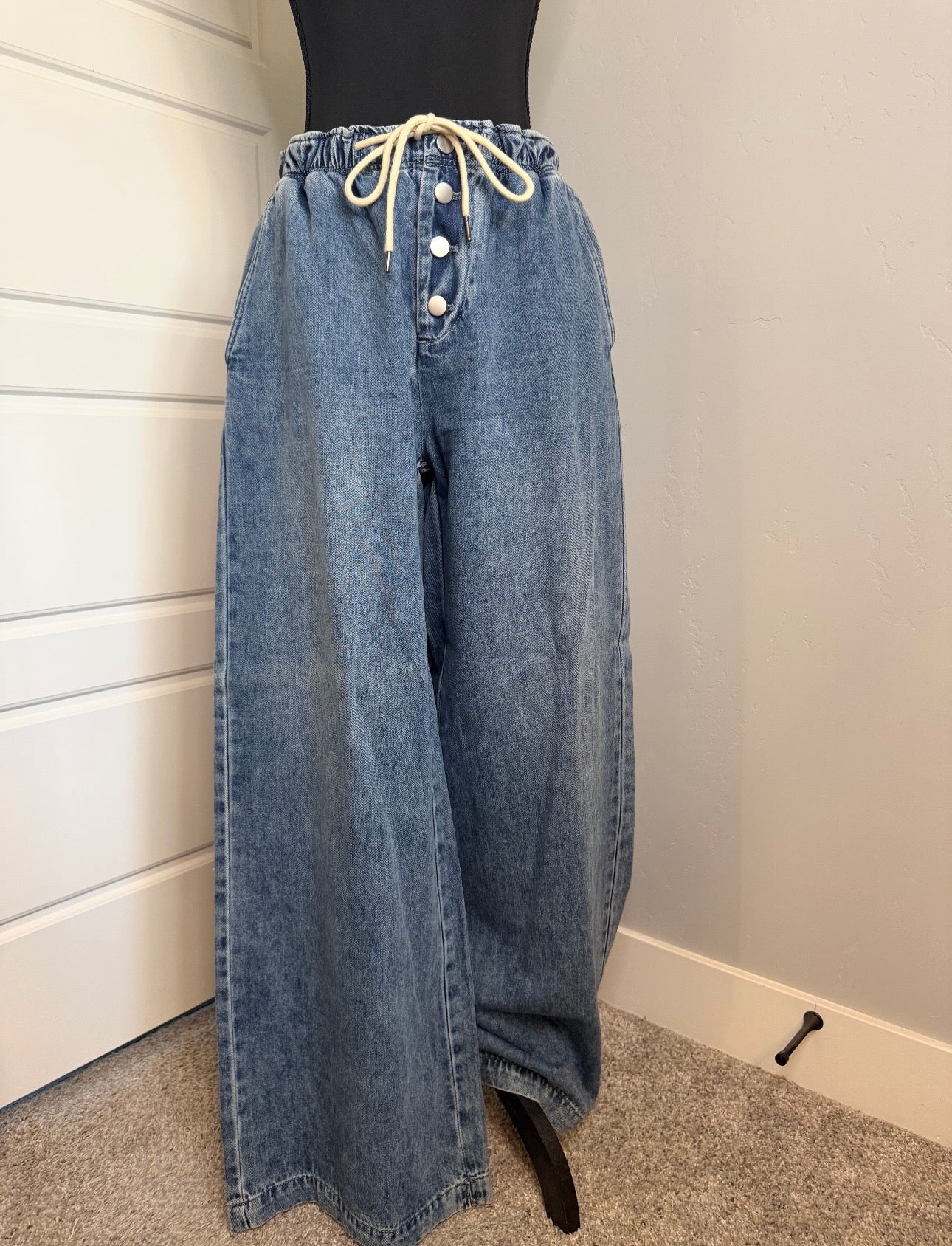 DRAWSTRING DENIM PANTS