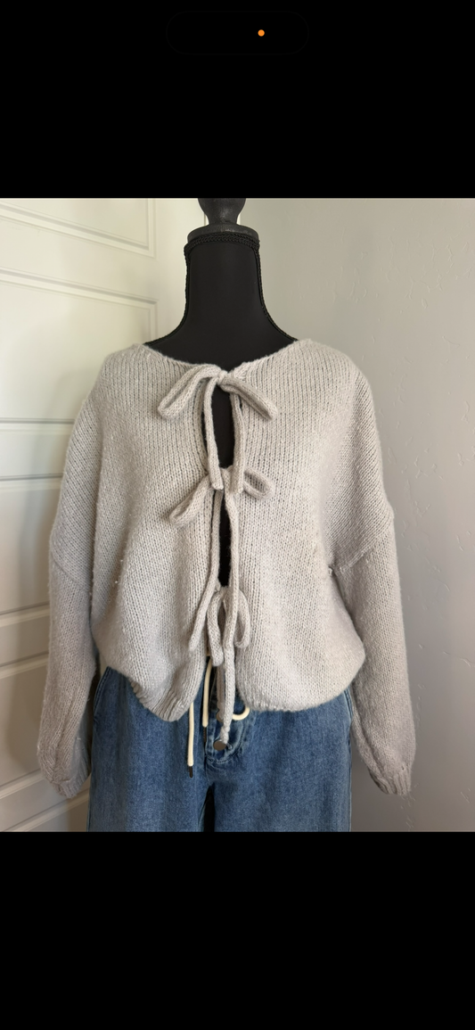 Gray Bow Tie Sweater